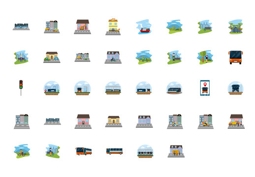 City Transport Illustration Set