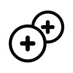 Fototapeta premium Add Users and Multiple Items Minimalist Line Icon with Overlapping Circles and Plus Symbols