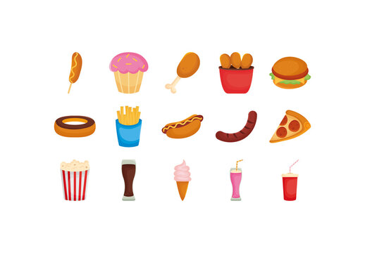 Fast Food Snacks Illustration Set