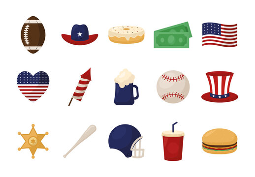 Flat USA Culture Illustration Set