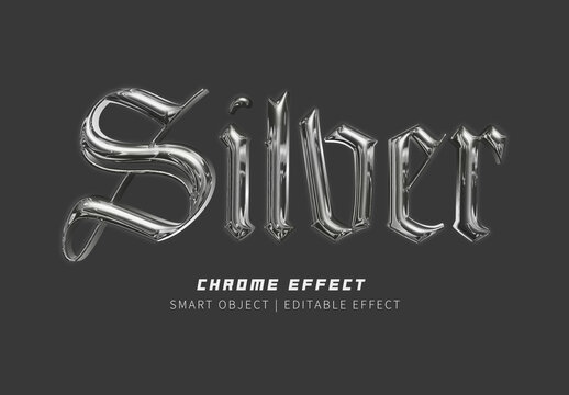 Glossy Silver Chrome Text Effect