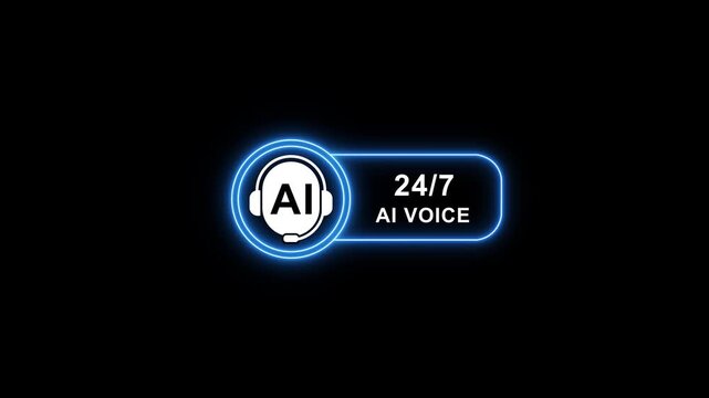 A i voice assistant 24/7 neon sign virtual assistant artificial intelligence concept