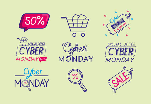 Cyber Monday Illustration Set
