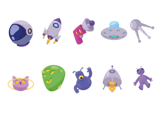 Cartoon Space 3D Illustration Design Set
