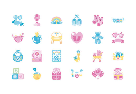 Pastel Baby Shower Illustration Set