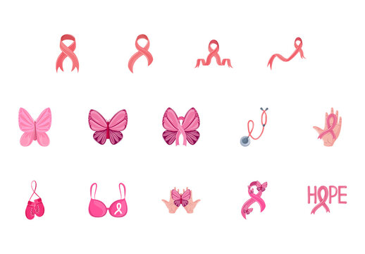 Breast Cancer Illustration Set