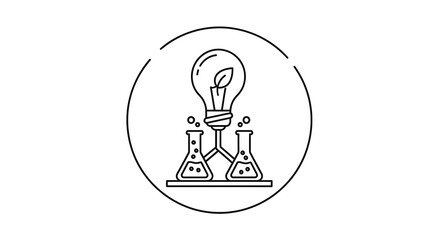 Fototapeta premium Innovative science concept with light bulb and beakers