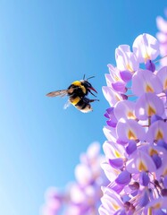 delicate wisteria flowers hanging from above,_soft spring sunlight