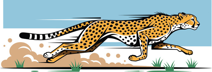 Fast cheetah running across a plain with motion blur effect © Gimhana