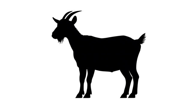 Silhouette of a goat, perfectly captured against a simple backdrop, emphasizing its form and character.