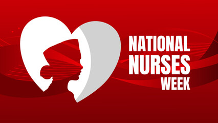 National nurses week, healthcare greeting card with heart and nurse profile, vector illustration © KR Studio