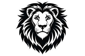 Fototapeta premium lion head silhouette line art vector illustration with a white background