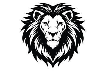Fototapeta premium lion head silhouette line art vector illustration with a white background