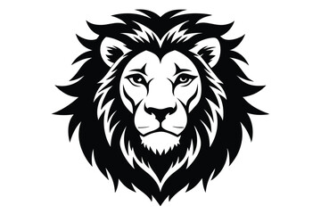 Obraz premium lion head silhouette line art vector illustration with a white background