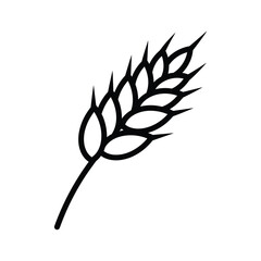 Naklejka premium Minimalist Wheat Stalk Line Art Illustration, Single Grain Head Icon on White Background