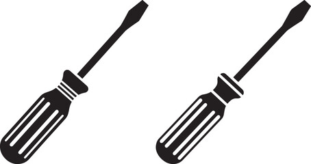 Fototapeta premium Essential Flat Head Screwdriver Icon Set for Home Improvement and Construction Repair Tools Vector