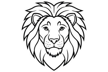 Obraz premium lion head silhouette line art vector illustration with a white background