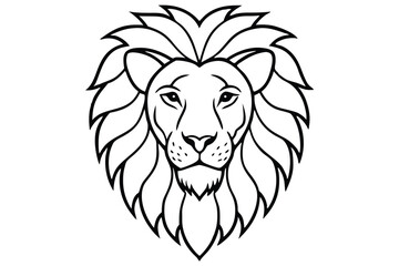 Fototapeta premium lion head silhouette line art vector illustration with a white background