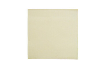 Single blank yellow sticky note isolated on white background communication and reminder concept