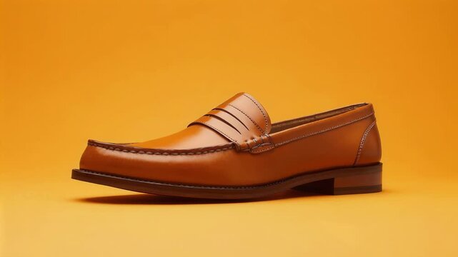Leather loafer with smooth upper and low heel