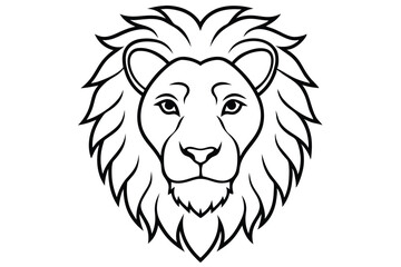 Fototapeta premium lion head silhouette line art vector illustration with a white background