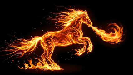 Fototapeta premium Eternal Flame Horse: Dynamic Fire Artistry in Motion
