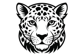 Obraz premium leopard head silhouette line art vector illustration with a white background