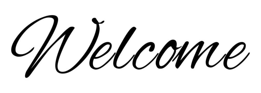 Elegant script lettering design for welcome sign inside black stroke border (free font)