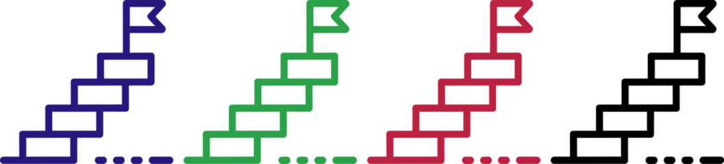 Obraz premium Stairs with flag progress growth success steps achievement goals upward journey ambition development progress journey