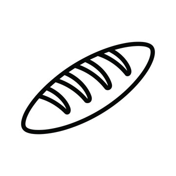 Minimalist Black and White Line Art Illustration of a Loaf of Bread Baguette Icon Isolated on White