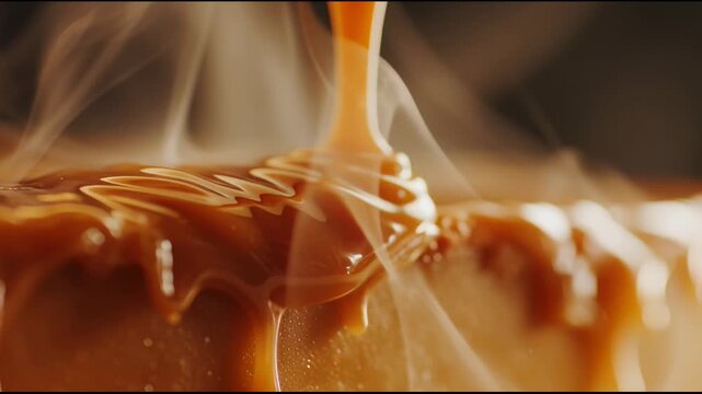 Slow Motion Glossy Sauce Pour Close Up
