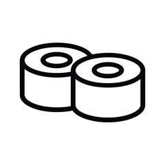 Minimalist Maki Sushi Rolls Line Art Icon, Black and White Japanese Food Vector Illustration © TARU STOCKPLC