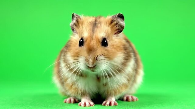 Syrian hamster on green screen background
