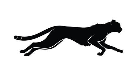 A sleek black silhouette of a cheetah in full running stride © Gahima