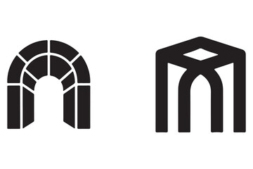 Fototapeta premium Minimalist architectural arch and vault vector logo icon set