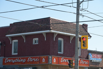 Naklejka premium exterior of Everything Store & Garden Center, a convenience store, located at 923 Pape Ave, East York, Toronto