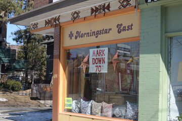 Naklejka premium exterior facade shop window and signs outside Morningstar East, a furniture store, located at 691 Broadview Av, Toronto