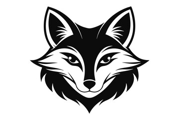 Fototapeta premium fox head silhouette line art vector illustration with a white background
