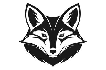 Fototapeta premium fox head silhouette line art vector illustration with a white background