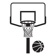 Basketball hoop backboard ball vector icon line art sports athletics equipment for amateur court competition matches pro © Iqbal