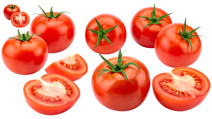 Fresh Tomatoes Assortment isolated on a transparent background