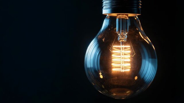 Closeup of a clear LED lightbulb, clean composition ample negative space
