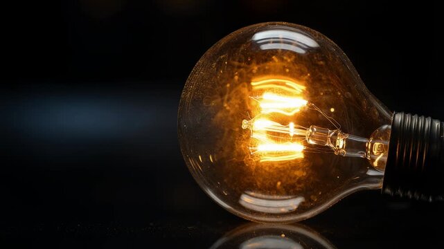 Closeup of a classic incandescent light bulb, clean composition ample negative space