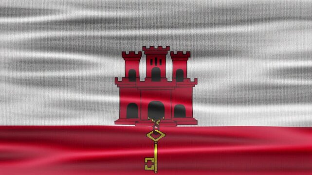 Gibraltar flag waving in the wind with high quality fabric texture