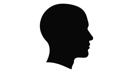 A stark black profile of a human head is presented against a white background a striking silhouette high quality © Nupur02