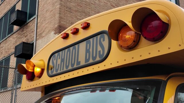 lights flash atop school bus