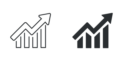 Business growth chart arrow analytics icon in outline and solid silhouette style. Vector illustration. © Masuda Akthar