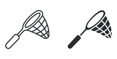 Fishing net tool icon in outline and solid silhouette style. Vector illustration. © Masuda Akthar