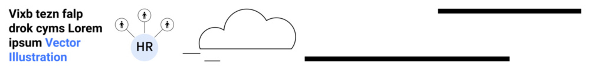 Obraz premium Human resources, cloud computing, workflow management, business innovation, digital solutions, teamwork. Cloud connected to question marks and HR symbol. Human resources and workflow management