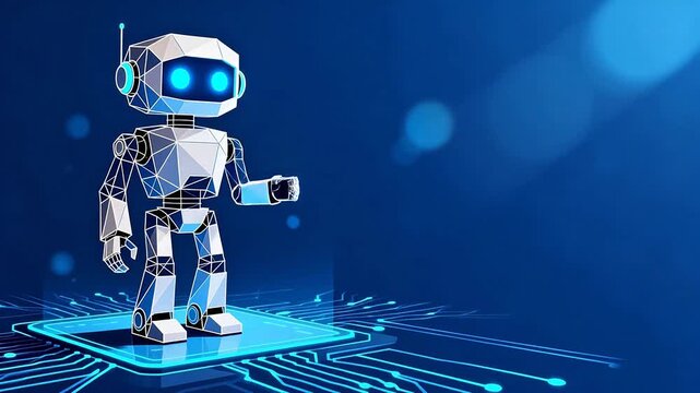 Futuristic robot on circuit board